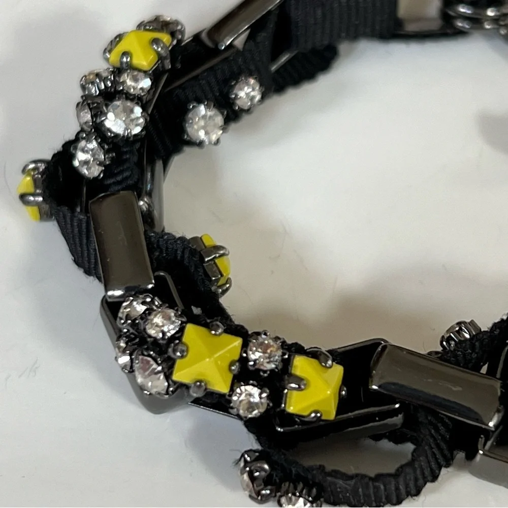 NWOT Juicy Couture Hematite Toggle Bracelet w/ Ribbon, Crystals, & Neon Studs